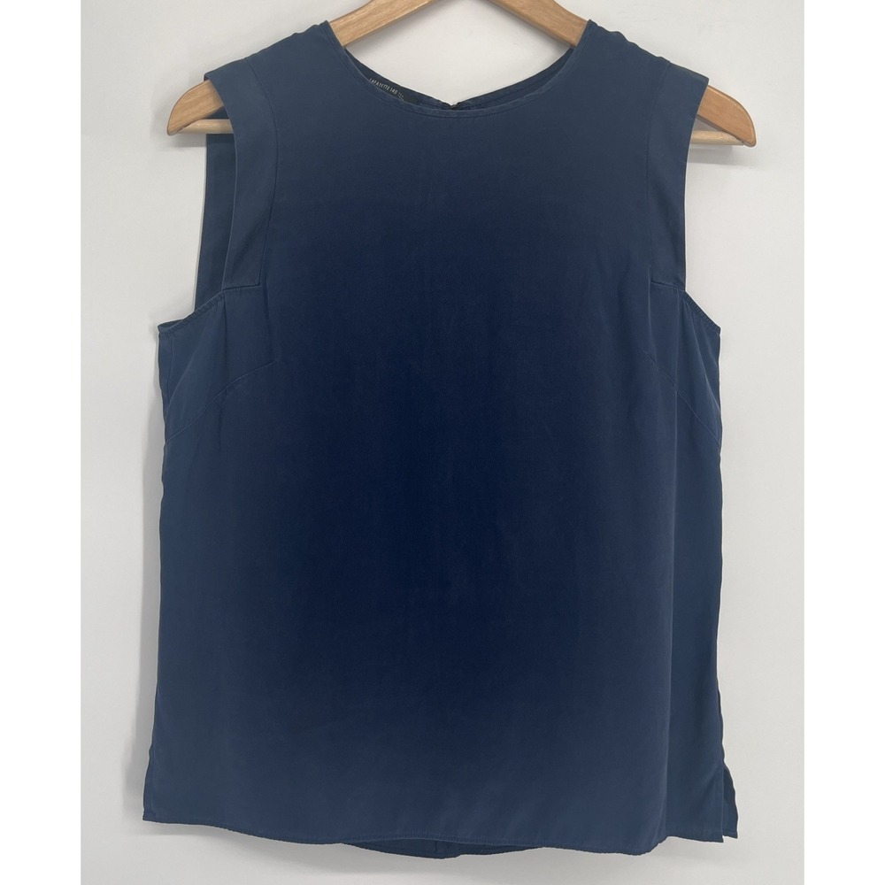 Lafayette 148 New York Tank Top Womens 6 Blue 100% Silk Sleeveless Shell Blouse